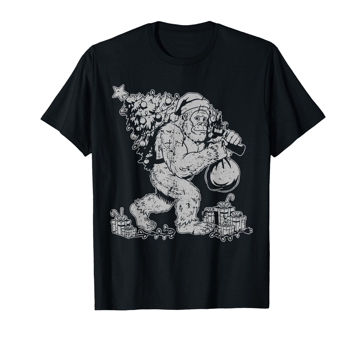 Family Christmas Bigfoot Sasquatch Winter Tree T-Shirt
