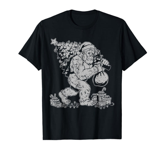 Family Christmas Bigfoot Sasquatch Winter Tree T-Shirt