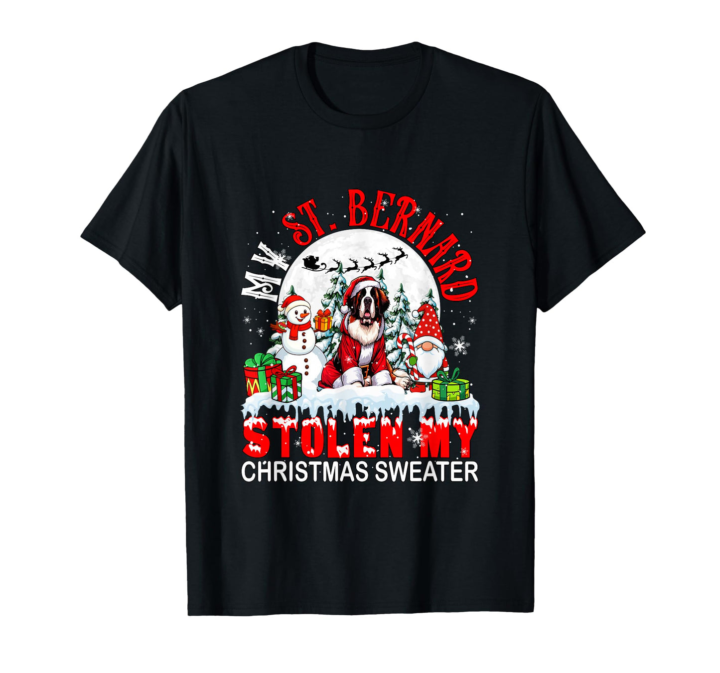 My St. Bernard Stolen My Christmas Sweater Santa Dog Owner T-Shirt