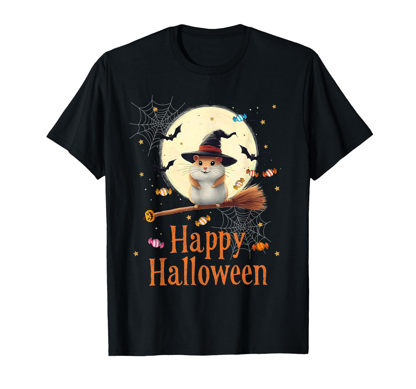 Funny Hamster Witch Candy Spooky Ghost Halloween Costume T-Shirt