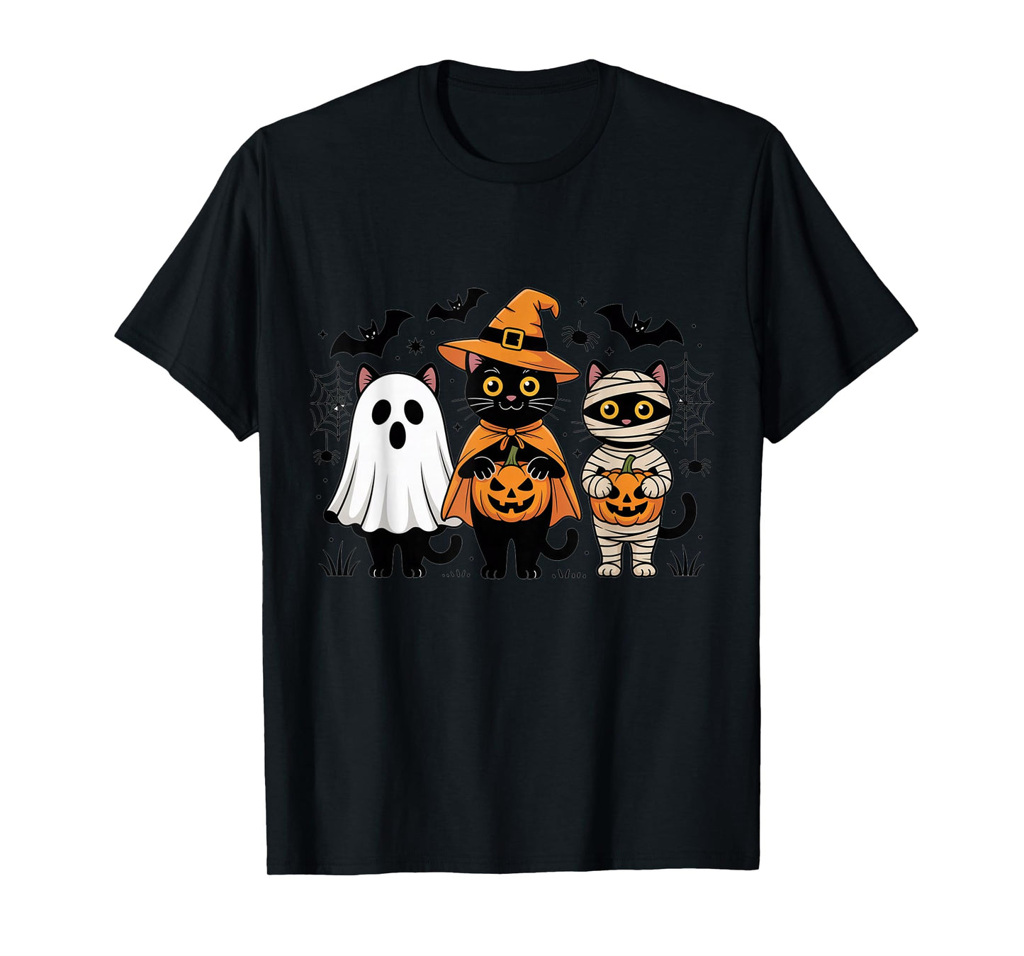 Funny Black Cats Ghost Mummy Halloween Costume Boys Girls T-Shirt