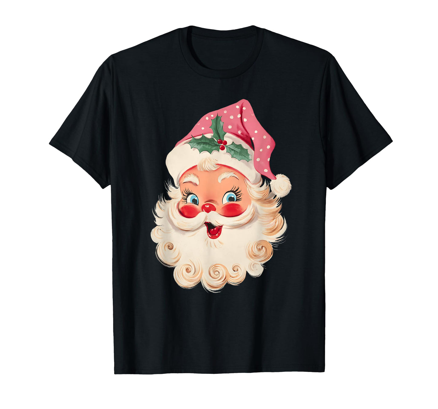 Vintage Retro Pink Santa Claus Christmas Xmas Men Women Kid T-Shirt