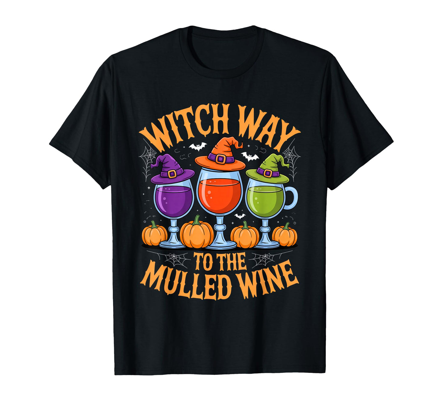 Witch Way to The Mulled Wine Funny Halloween Party Outfit T-Shirt