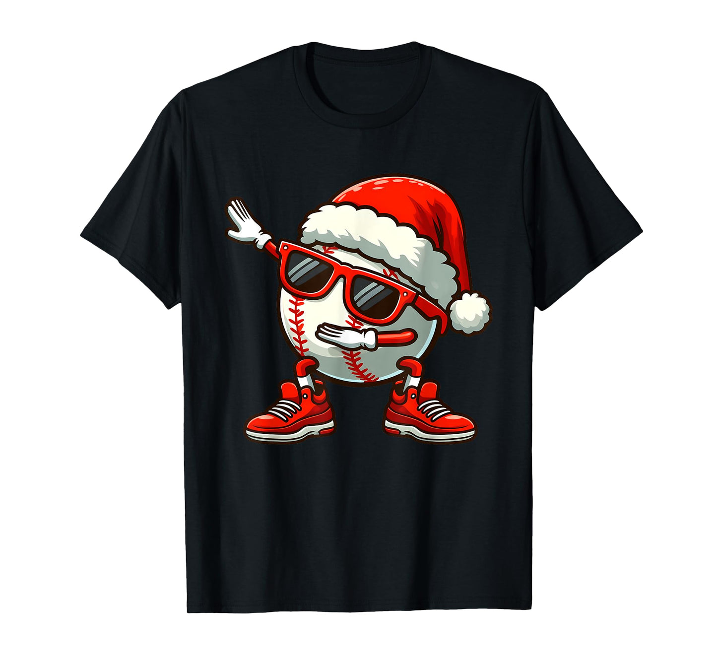 Funny Baseball Ball Santa Hat Dabbing Xmas Pajamas Players T-Shirt