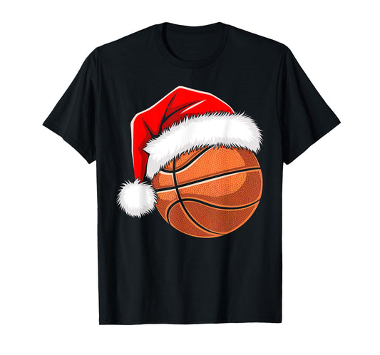 Kids Santa Shirt For Boys Toddler Funny Christmas Basketball T-Shirt