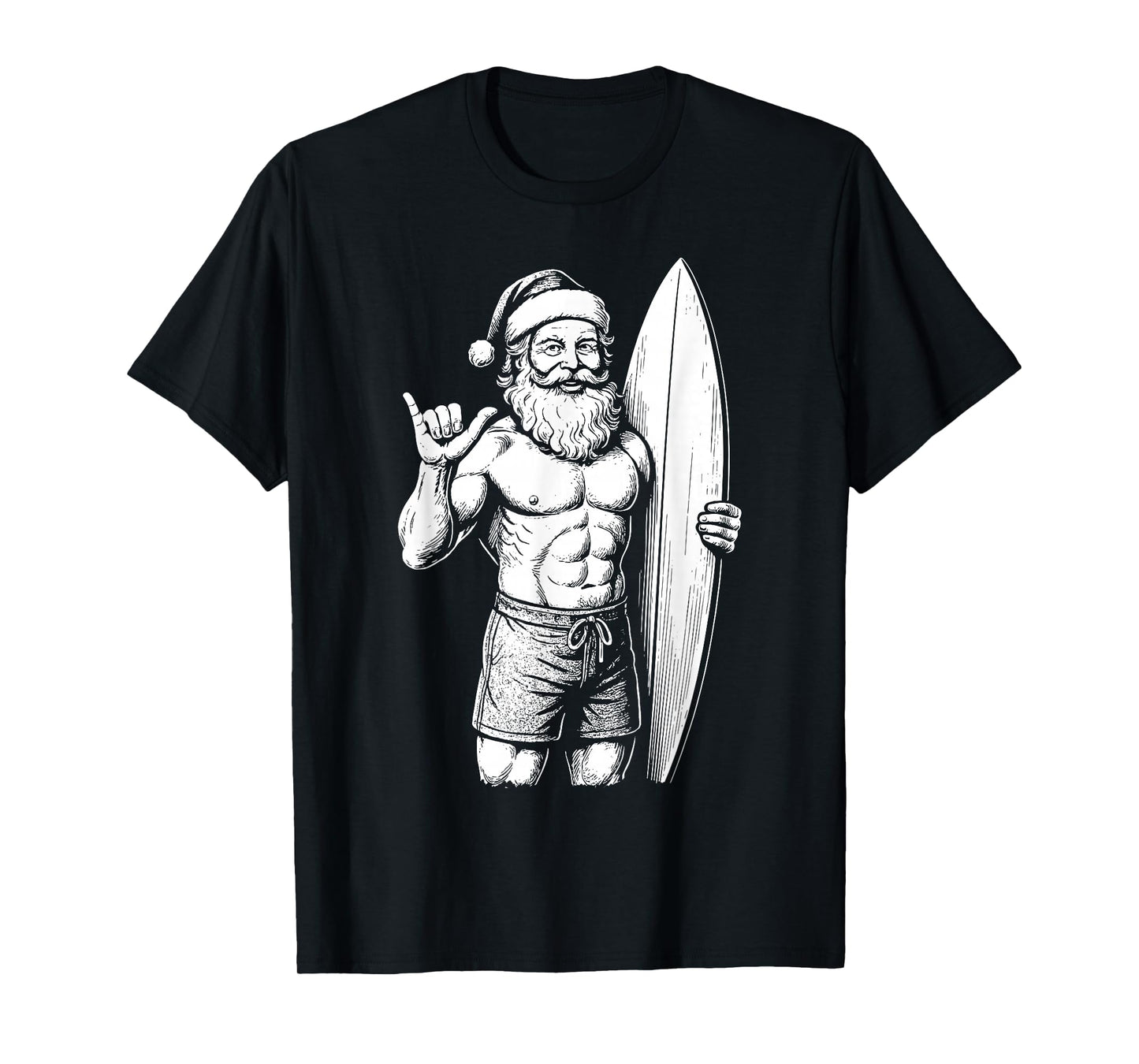 Surfer Santa Shaka Sign Vintage Christmas Surfing T-Shirt
