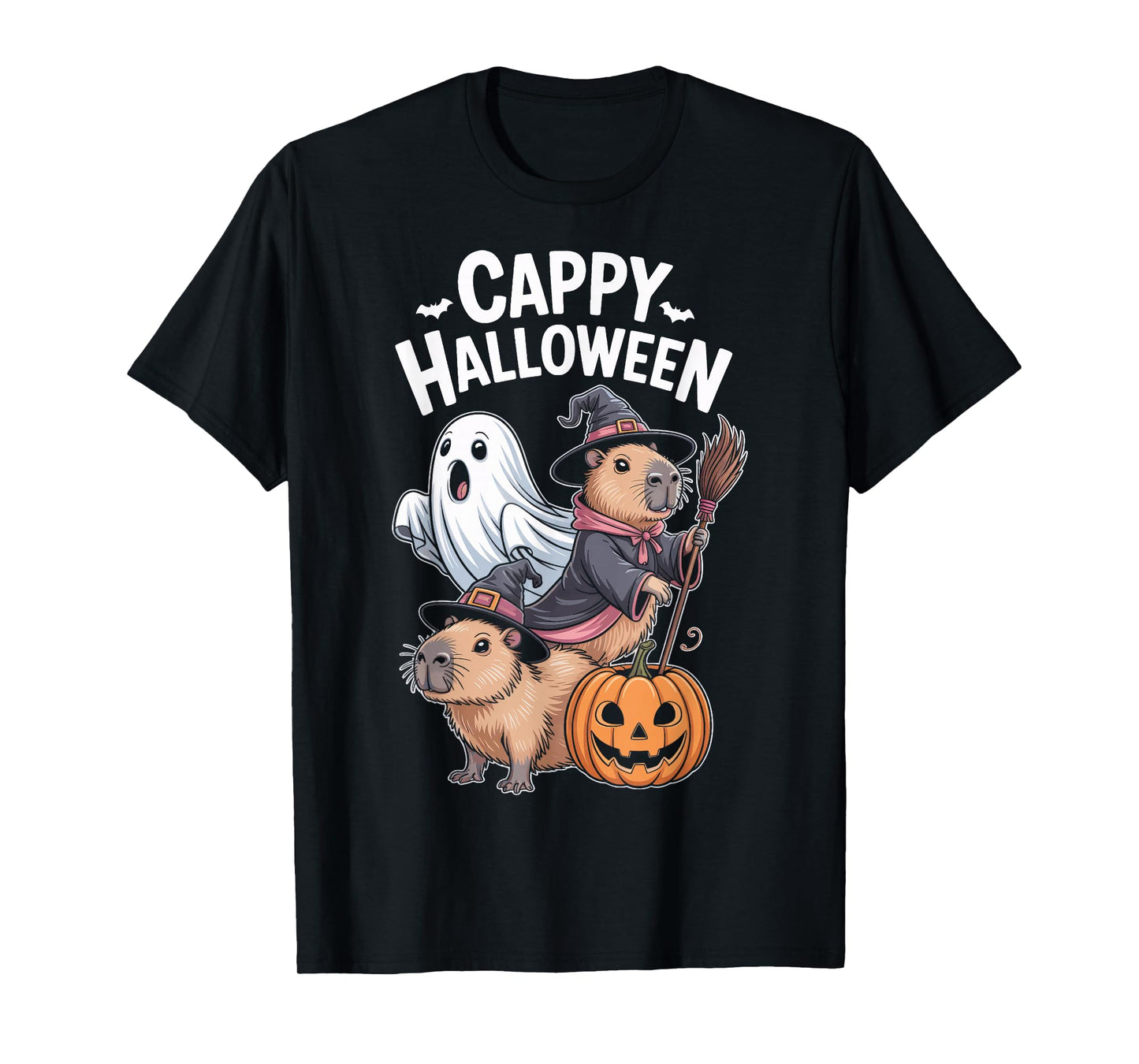 Capybara Cappy Halloween Pumpkin Witch Costume Party Lovers T-Shirt