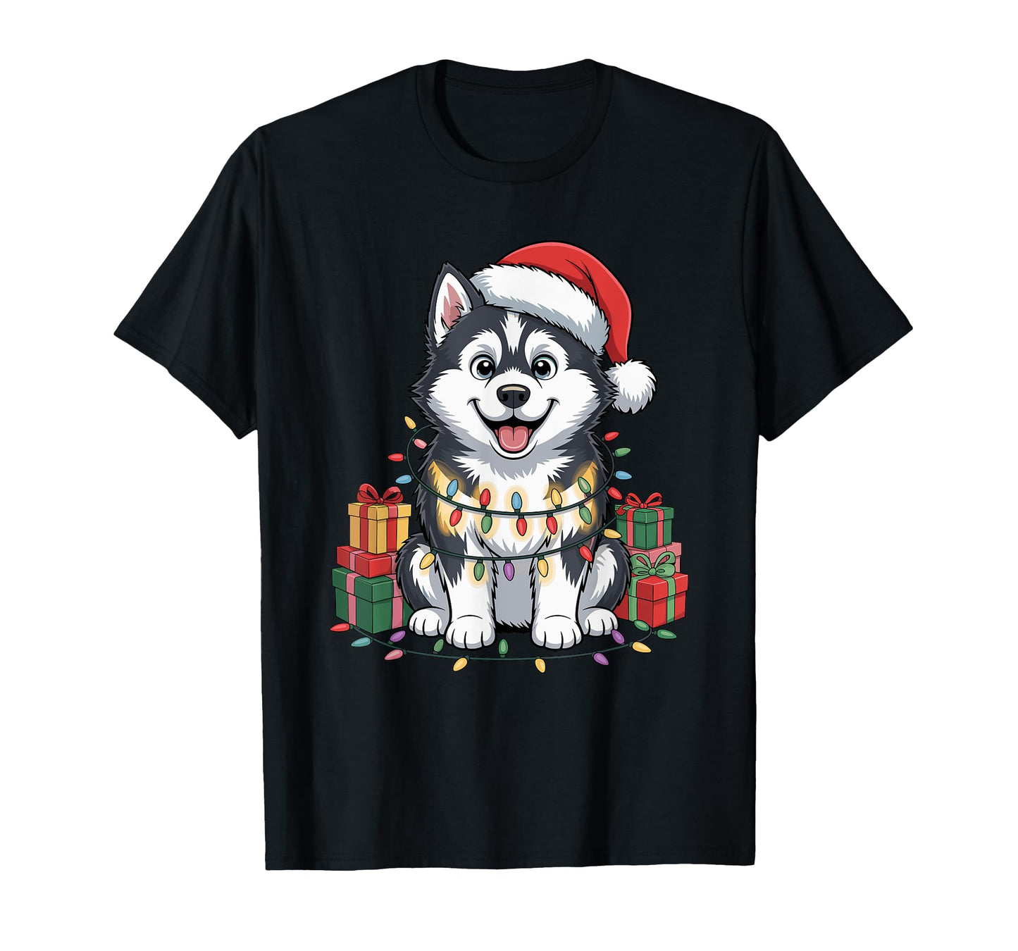 Cute Siberian Husky Christmas Design Funny Dog Lover Holiday T-Shirt