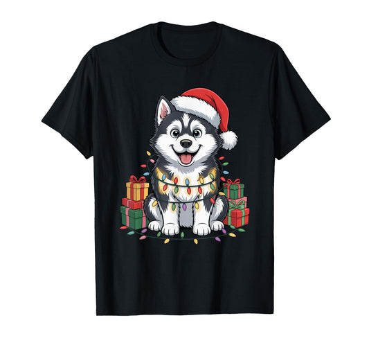 Cute Siberian Husky Christmas Design Funny Dog Lover Holiday T-Shirt