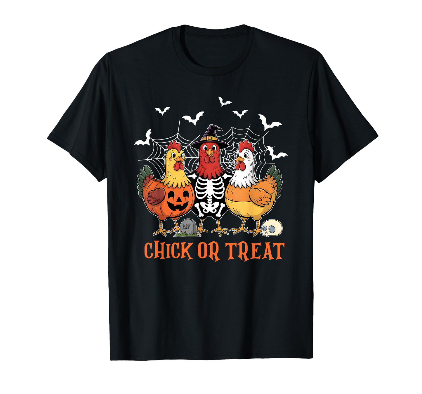 Chick Or Treat Funny Halloween Witch Spooky Cute Chicken T-Shirt