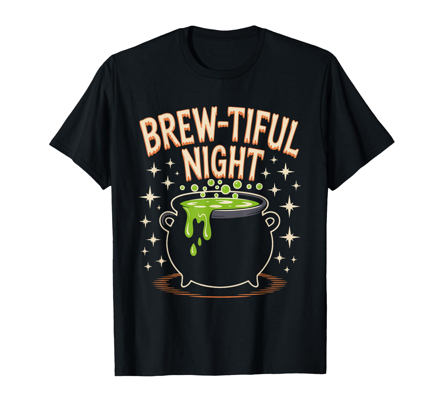 Brew-Tiful Night Cauldron with Green Potion Halloween T-Shirt