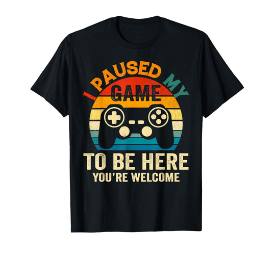 I Paused My Game To Be Here Thanksgiving Kid Boys Gamer T-Shirt