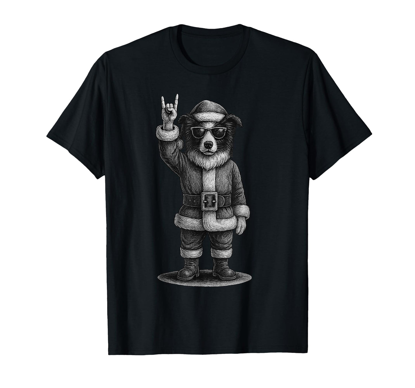 Border Collie Rock Music Christmas Dog Lover T-Shirt