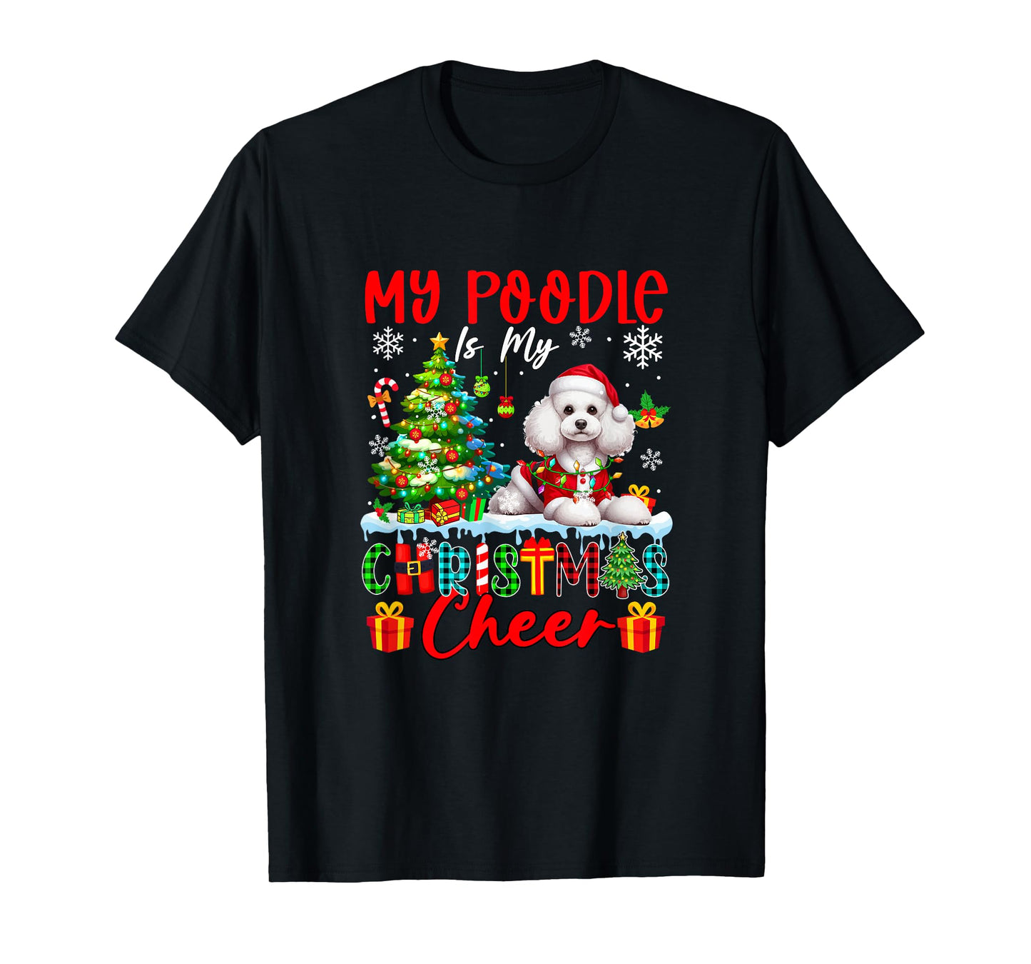 My Poodle is My Xmas Cheer Funny Santa Dog Owner Kids T-Shirt