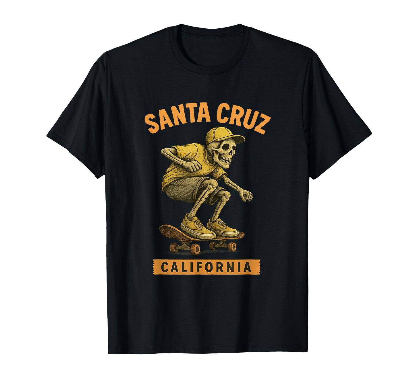 Santa Cruz Skater California Skeleton Vintage Skateboarder T-Shirt
