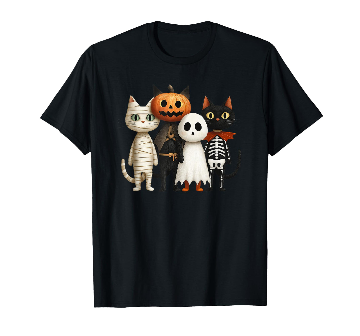 Cute Cat Boo Funny Spooky Skeleton Halloween Costume T-Shirt