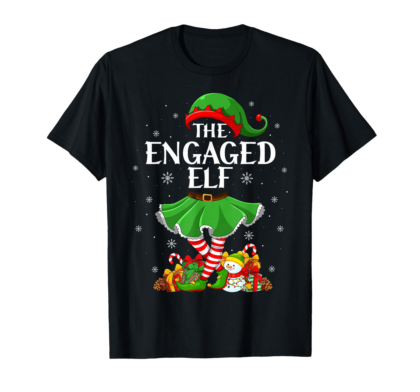 Engaged Elf Christmas Family Elf Squad Xmas Girls Women T-Shirt