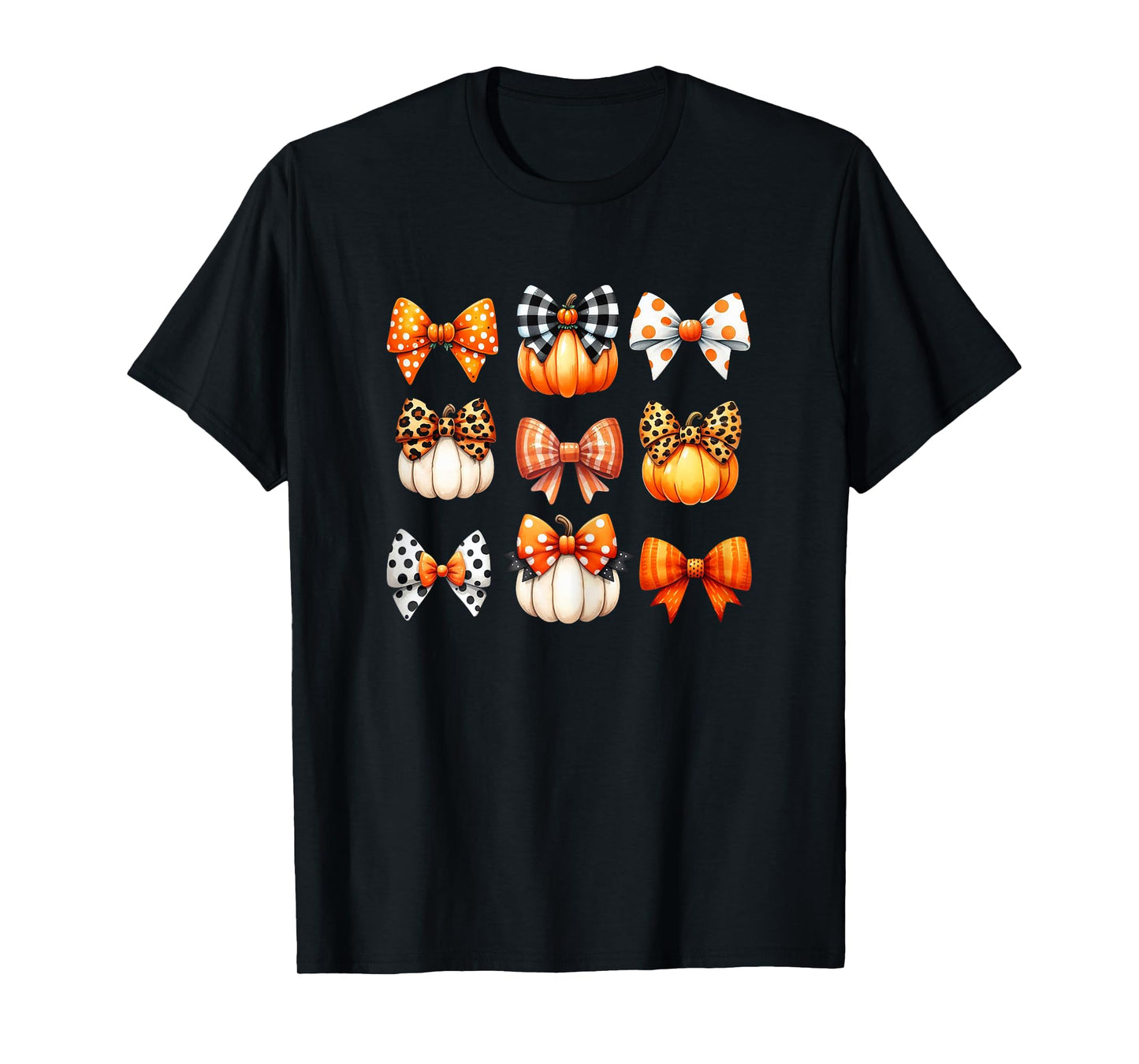 Coquette Bow Pumpkin Season Thanksgiving Autumn Fall Leaves T-Shirt