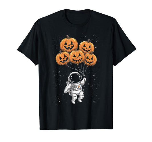 Halloween Astronaut Pumpkin Balloons Kids T-Shirt