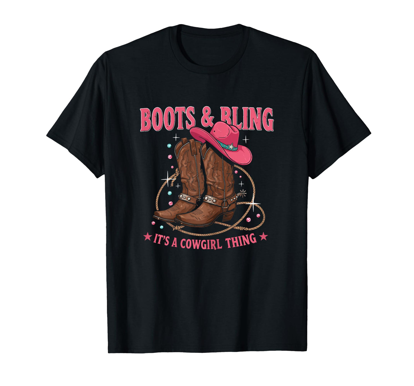 Howdy Country Rodeo Girl Western Boots & Bling its a Cowgirl T-Shirt