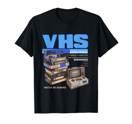 Blue VHS and Chill Blue Color Graphic T-Shirt
