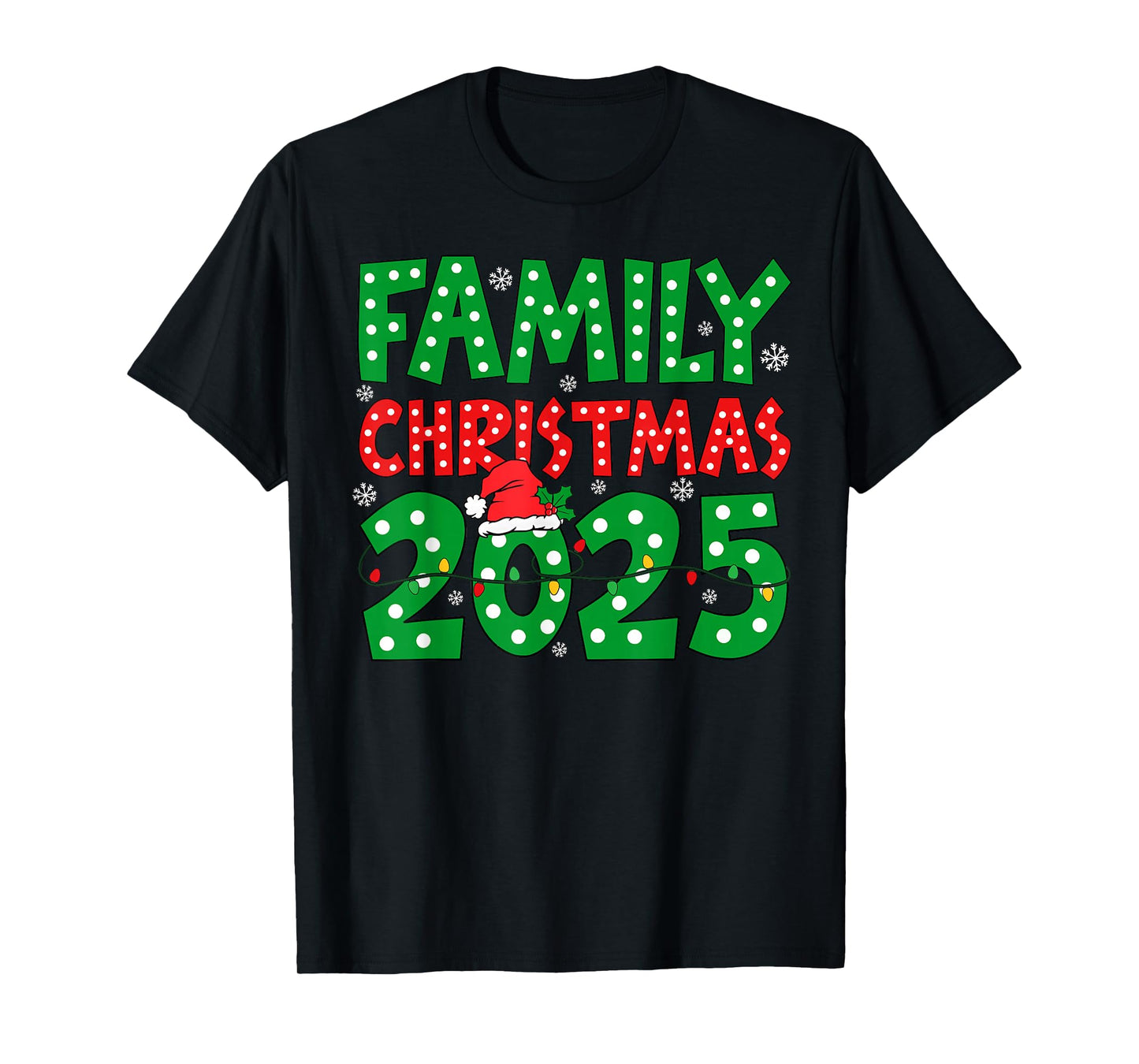 Family Christmas 2025 Xmas Lights Snowflake Pajamas Holiday T-Shirt