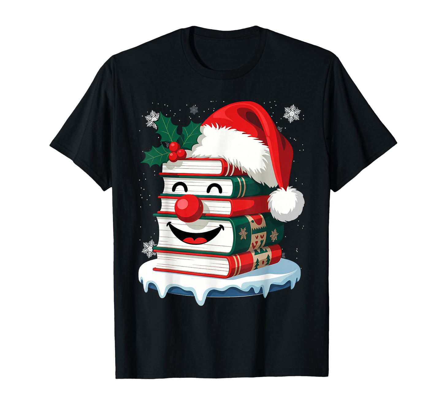 Librarian Book Santa Hat Reader Snow Pajamas Christmas T-Shirt