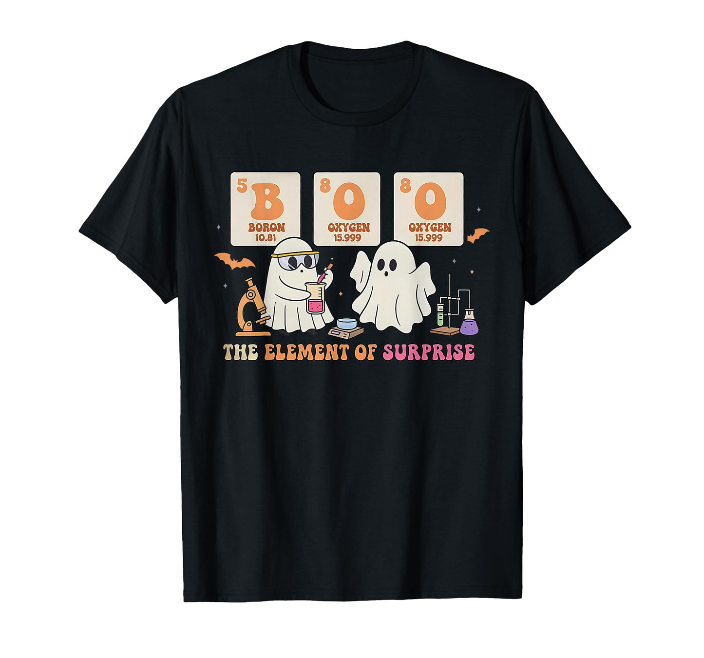 Halloween Science Teacher Ghost The Element of Surprise T-Shirt