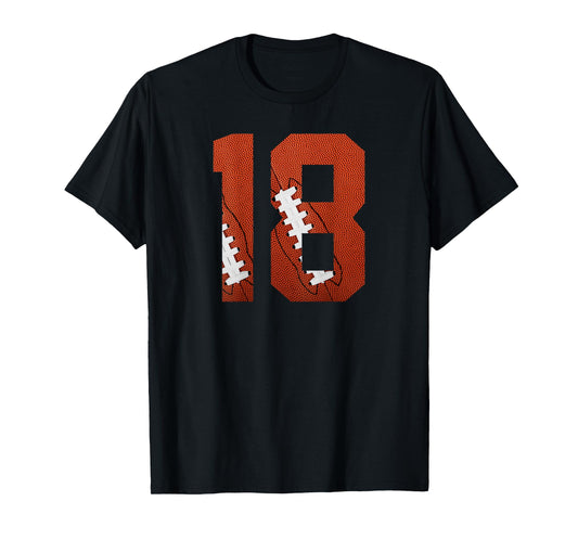 Number 18 BACKSIDE - American Football Jersey Numbered T-Shirt