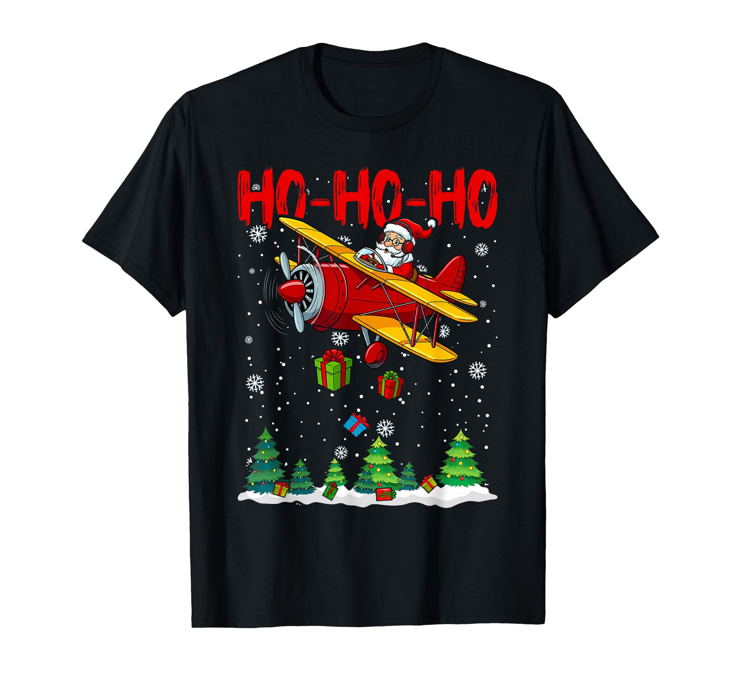 Christmas Santa Claus Pilot Flying Airplane T-Shirt