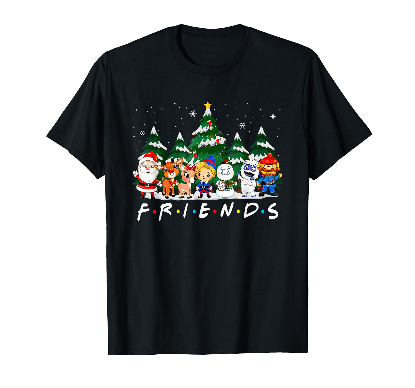 Christmas Friends Santa Rudolph Snowman Xmas Family Pajamas T-Shirt