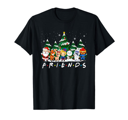 Christmas Friends Santa Rudolph Snowman Xmas Family Pajamas T-Shirt