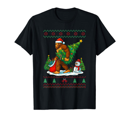 Most Wonderful Christmas Bigfoot Christmas Tree Lights Xmas T-Shirt