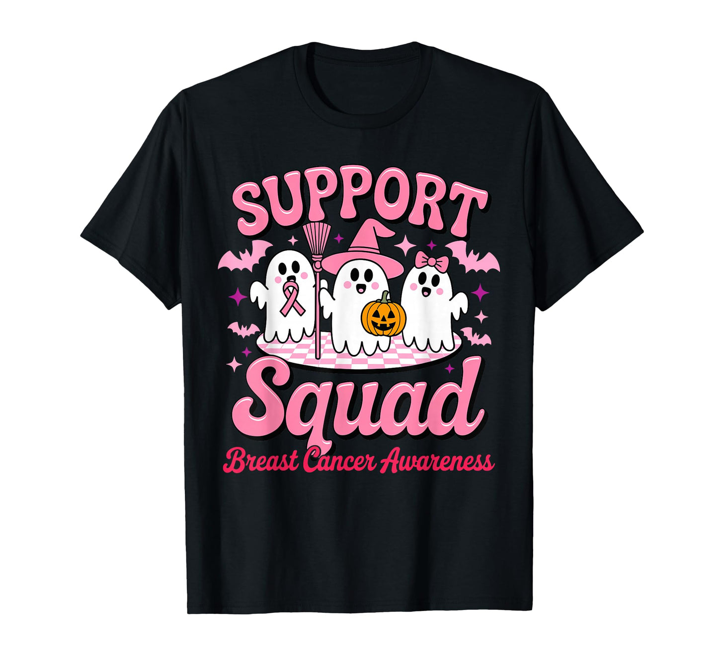 Support Squad Breast Cancer Awareness Ghost Halloween T-Shirt