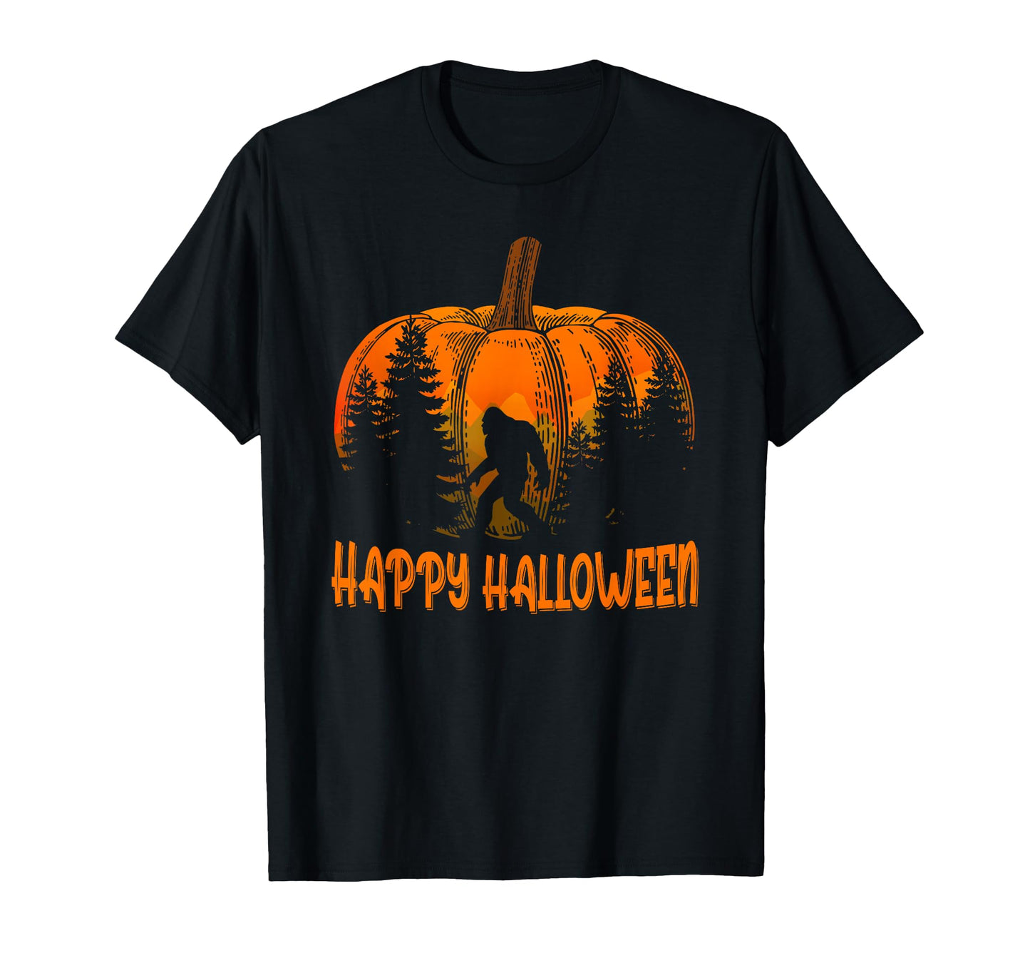 Vintage Bigfoot Pumpkin Halloween Funny Sasquatch Bigfoot T-Shirt