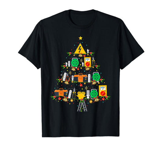 Electrical Tools Xmas Tree Lights Electrician Christmas T-Shirt