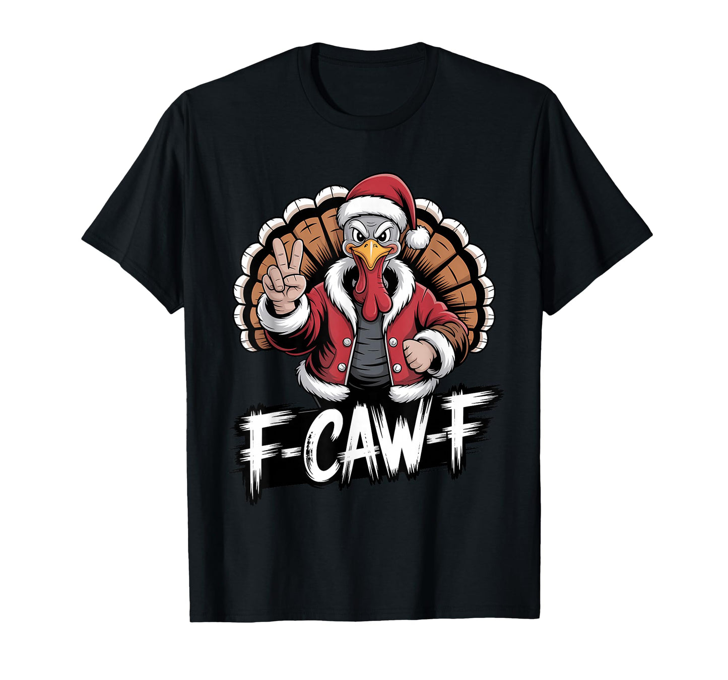 Funny Turkey Santa Christmas Mashup F CAWF Humor T-Shirt