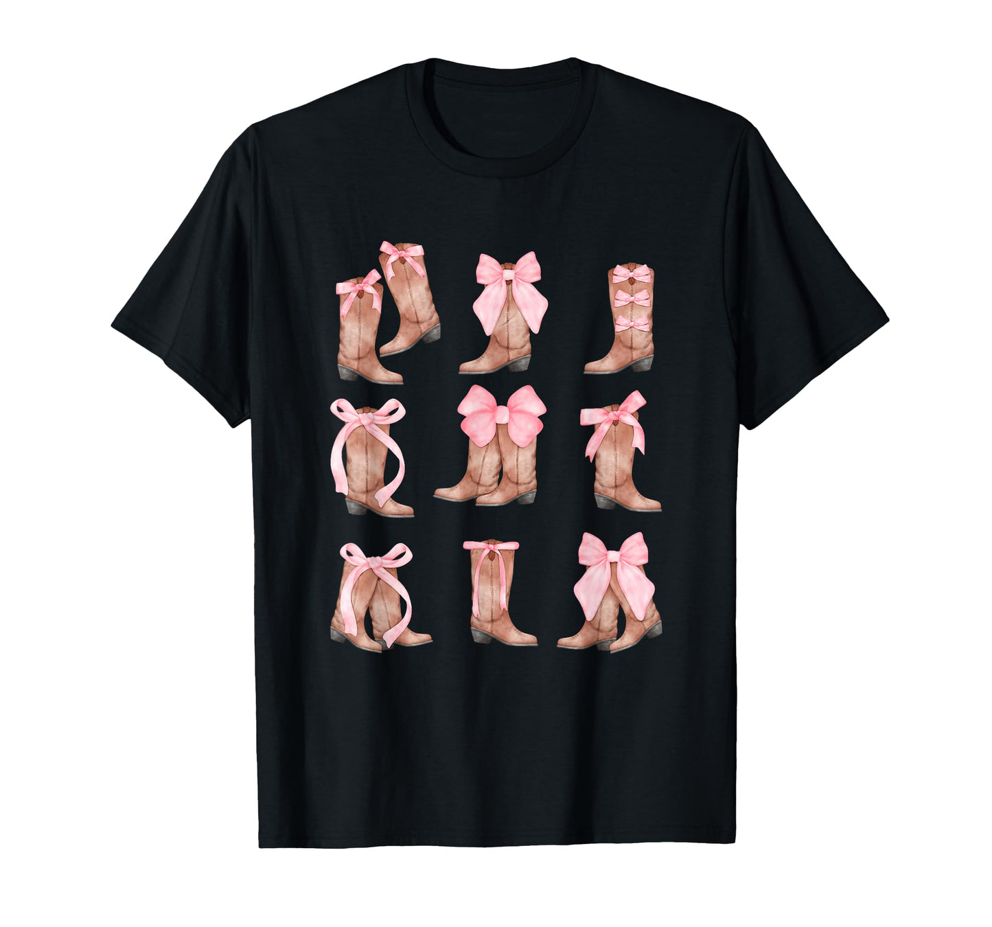 Cowgirl Boots Coquette Aesthetic and Pink Bows T-Shirt