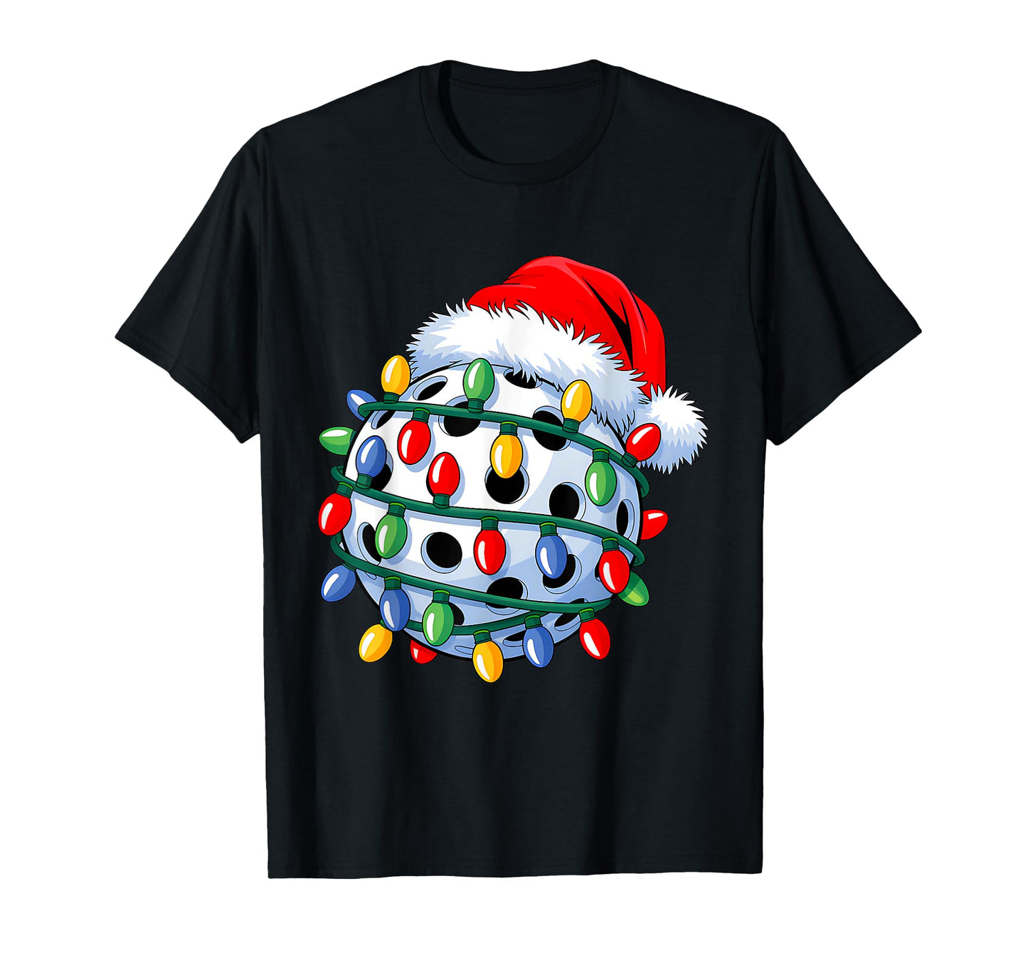 Pickleball Ball Santa Hat Christmas Pickleball Xmas Lights T-Shirt