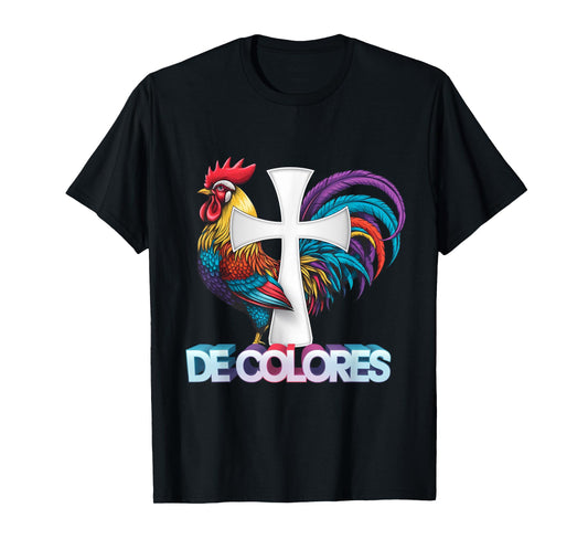 DeColores Cursillo Rainbow Rooster Catholic T-Shirt