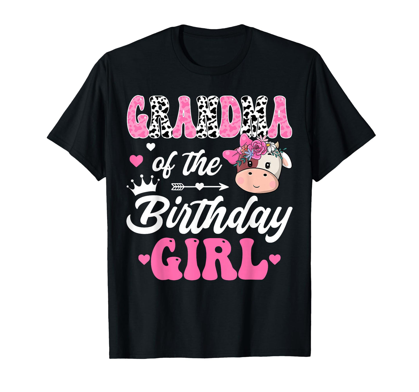 Grandma Of The Birthday Girl Farm Cow 1St Birthday Girl T-Shirt