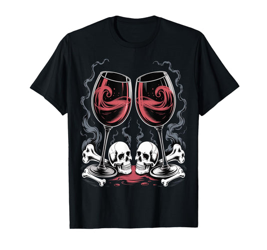 Glasses of Wine Halloween Costume Funny Spooky Tee T-Shirt