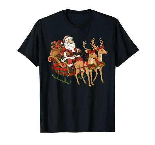 Merry Christmas Santa Reindeer Snowman Family Men Women Kids T-Shirt