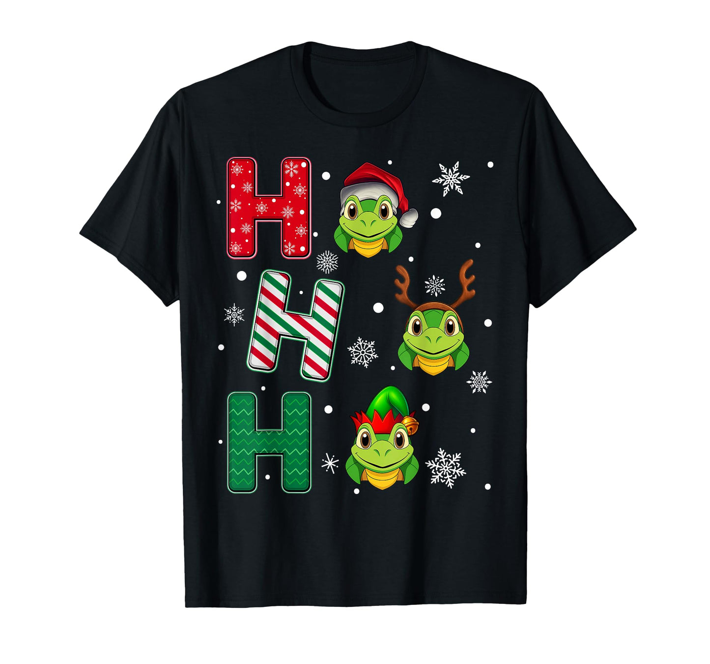 Ho Ho Ho Turtle Animal Matching Santa Elf Xmas T-Shirt