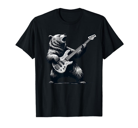 Rocking Bear Bass Guitar Player Concert Festival Music Cool T-Shirt