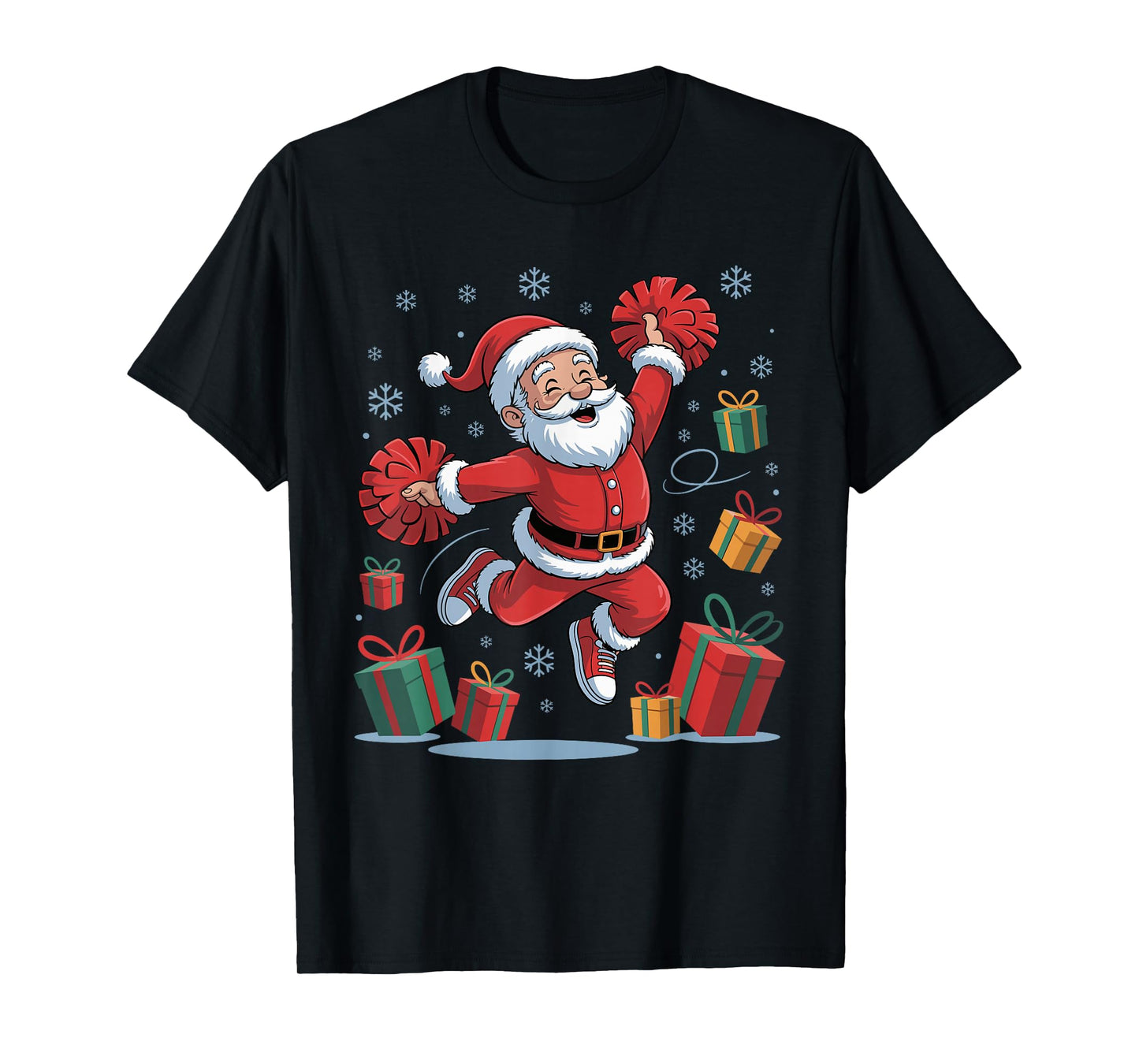 Funny Santa Cheering Cheerleading Christmas Xmas Pajama T-Shirt