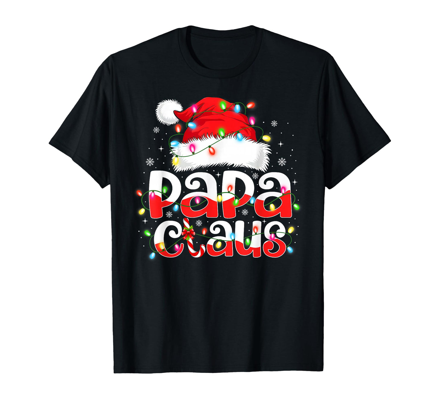 Papa Claus Shirt Christmas Lights Pajama Family Matching T-Shirt