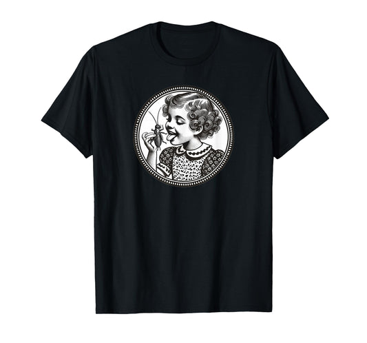 Vintage Dark Humor Bug Licker Retro Insect Art for Creepy T-Shirt
