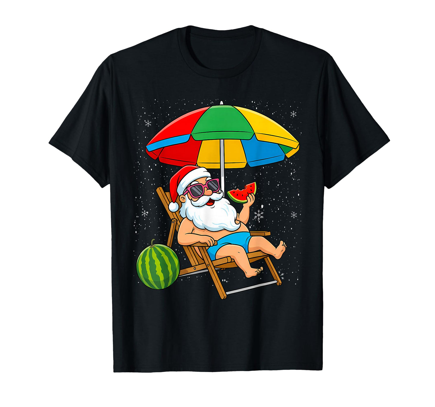 Watermelon Funny Santa Christmas in July Hawaiian Xmas T-Shirt