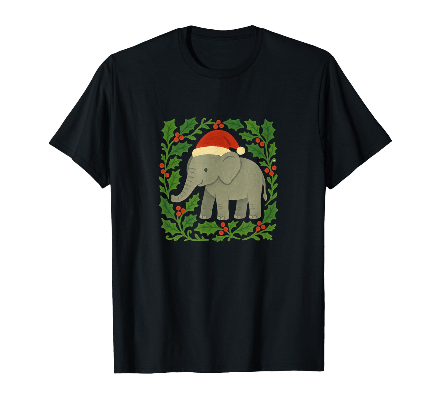 Elephant Wearing a Santa Hat Christmas Safari Holiday T-Shirt